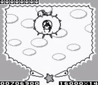 une photo d'Ã©cran de Kirby s Pinball Land sur Nintendo Game Boy